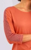 Džersejové tričko s čipkou Linea Tesini, oranžová