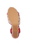 Klinové sandále s výšivkou Heine, krémovo-červena