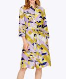 Košeľové šaty s grafickým vzorom Rick Cardona, limetkovo-fialové