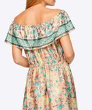 Maxi Carmen šaty s kvetinovou potlačou Linea Tesini, viacfarebné