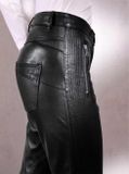 Kožené nappa nohavice s ozdobným prešívaním Création L Premium, čierne