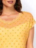 Sieťované tričko s bodkovanou potlačou Ashley Brooke, žlté