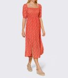 Šifónové šaty s kvetinovou potlačou Linea Tesini, koralovo-krémové