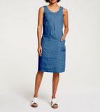 Ľanové šaty s ozdobnými zipsami Linea Tesini, modré