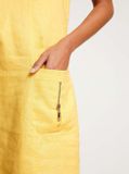 Ľanové šaty s ozdobnými zipsami Linea Tesini, žlté