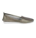 Kožené slipper topánky v zapletanom vzhľade Andrea Conti, platinovej farby