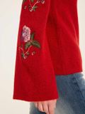 Pulóver s kvetinovou výšivkou HEINE, červený
