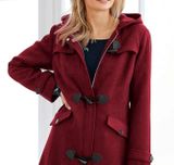 Vlnený Duffle kabát s kapucňou Linea Tesini, tmavo-červený
