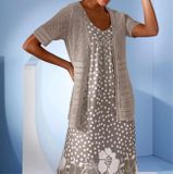 Lyocellovo-džersejové šaty s potlačou Création L Premium, sivobéžové