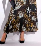 Maxi sukňa s potlačou Création L, čierno-bielo-hnedá