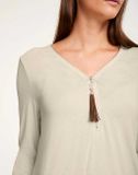 Džersejové tričko so štrasom a ozdobným strapcom Linea Tesini, béžová
