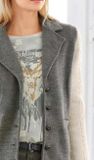 Plyšové fleecové sako s vrkočovým úpletom Linea Tesini, šedo-krémové