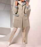Vlnený kabát s kapucňou Création L Premium, pieskový