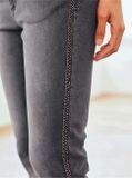 Push-up džínsy s ozdobným pruhom Linea Tesini, šedé