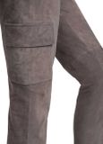 Kožené semišové cargo nohavice Linea Tesini, sivo-béžové
