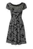 Princeznovské šaty so žakarovým vzorom Ashley Brooke, čierno-biele