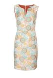 Žakarové púzdrové šaty v kvetinovom dizajne, farebné