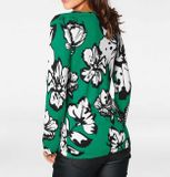 Jemný pletený sveter s kvetinovou potlačou Heine, zeleno-biela