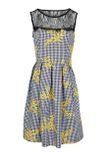 Kárované šaty s čipkou Rick Cardona, čierno-žlté