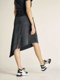 Saténová sukňa s asymetrickým lemom Heine, čierna