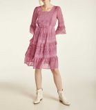 Čipkované šaty s volánmi Heine, ružová