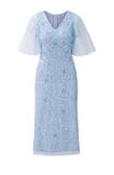 Koktejlové šaty s flitrami Heine, svetlo-modré