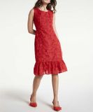 Vyšívané šaty z organzy Heine, červená
