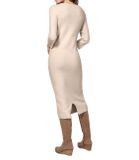 Pletené šaty s kontrastným pruhom Création L, béžovo-biele
