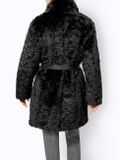 Kabát z umelej kožušiny s opaskom Mainpol, čierna