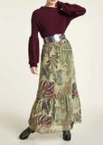 Maxi sukňa s potlačou Linea Tesini, olivová
