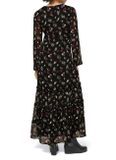 Šifónové maxi šaty s kvetinovou potlačou Linea Tesini, čierno-farebné