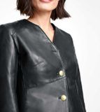 Kožená bunda s ozdobnými gombíkmi Ashley Brooke, čierna
