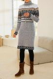 Žakarové pletené šaty Linea Tesini, šedo-farebné
