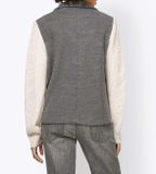 Plyšové fleecové sako s vrkočovým úpletom Linea Tesini, šedo-krémové