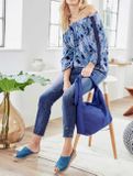 Push-up džínsy s potlačou Linea Tesini, svetlo modré
