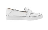Kožené slipper topánky s ozdobnými nitmi Heine, biele