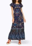 Maxi šaty s kvetinovou potlačou Linea Tesini, modro-farebné