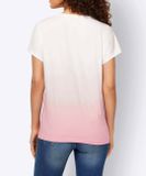 Farebne tieňované tričko s potlačou Linea Tesini, ružovo-krémové