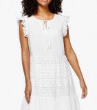 Čipkované šaty s vrstvením Linea Tesini, biela