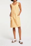 Ľanové šaty s potlačou Linea Tesini, krémovo-žlté