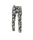 Nohavice s kvetinovou potlačou z hodvábu Création L Premium, čierno-bielo