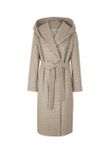 Vlnený kabát s kapucňou a pepítovým vzorom Ashley Brooke, béžovo-krémový