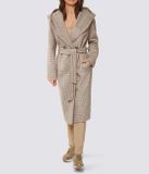 Vlnený kabát s kapucňou a pepítovým vzorom Ashley Brooke, béžovo-krémový