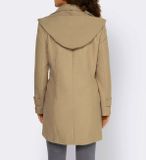 Krátky vlnený kabát s kapucňou Linea Tesini, béžový