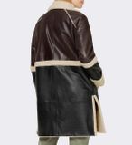 Kožený kabát s plyšovou podšívkou Rick Cardona, čierno-čokoládový