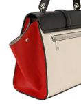Kontrastná kabelka lichobežníkového tvaru HEINE, čierno-červeno-krémová