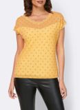 Sieťované tričko s bodkovanou potlačou Ashley Brooke, žlté
