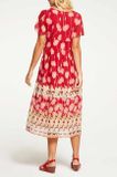 Maxi šaty s kvetinovou potlačou Linea Tesini, červeno-farebné