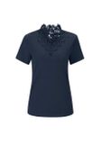 Rebrované tričko s vyšívanou čipkou Linea Tesini, modré