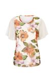 Dvojvrstvové tričko s kvetinovou potlačou Création L, krémovo-farebné